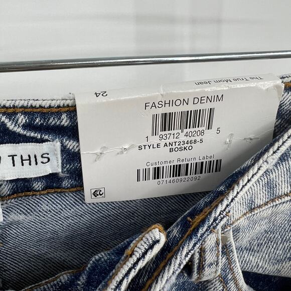 And Now This Light Wash Distressed Ripped Mom Jeans High Rise Size 24" New - Picture 5 of 9